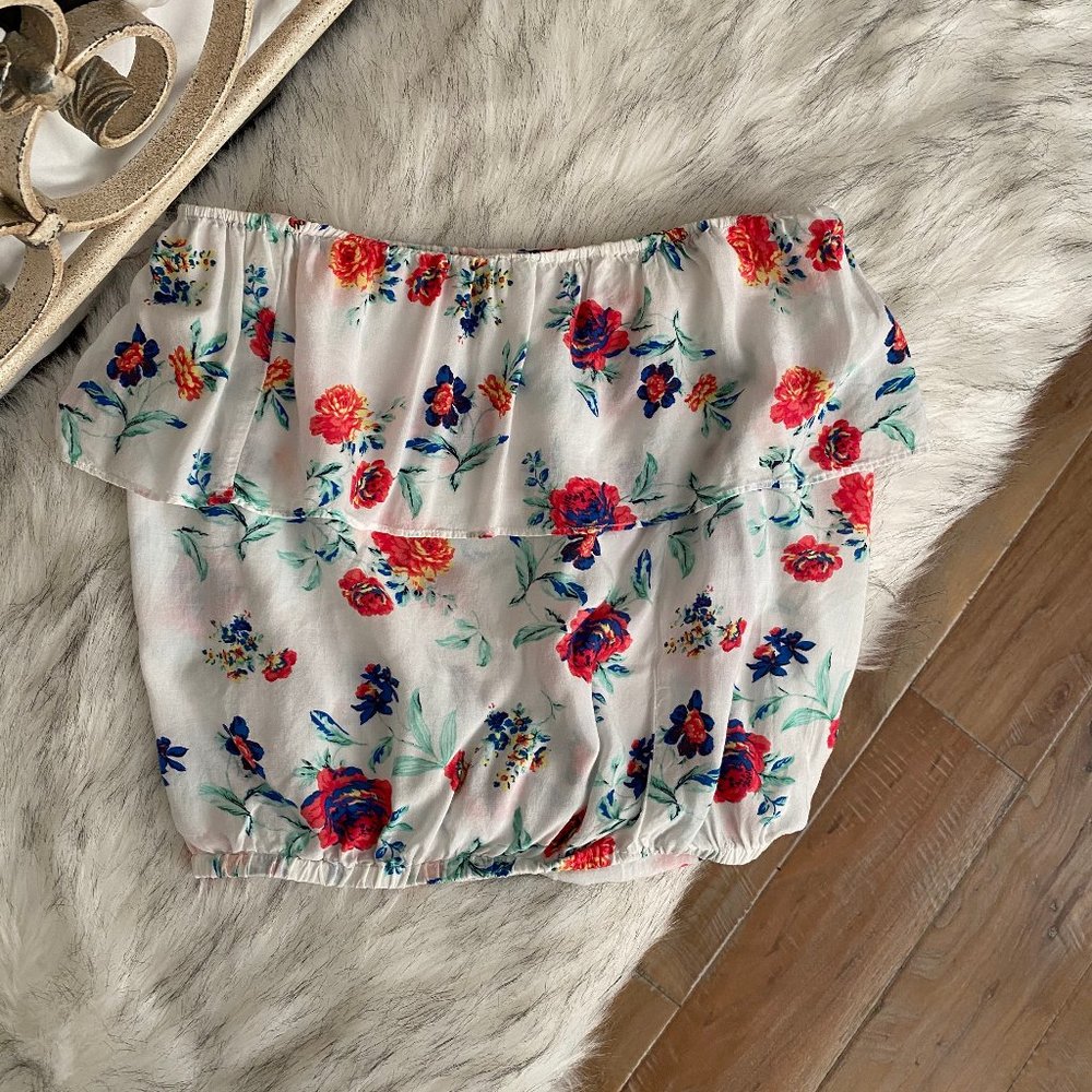 Strapless Floral Top